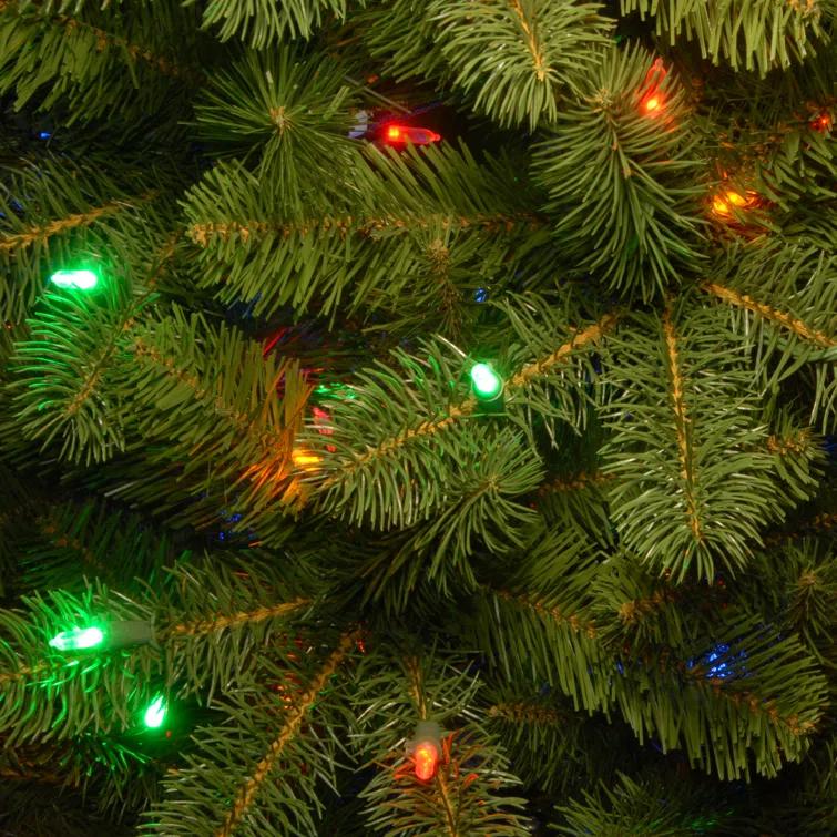 9' Prelit Pencil Slim Feel Real Downswept Douglas Fir Artificial Christmas Tree Dual Color Lights - National Tree Company
