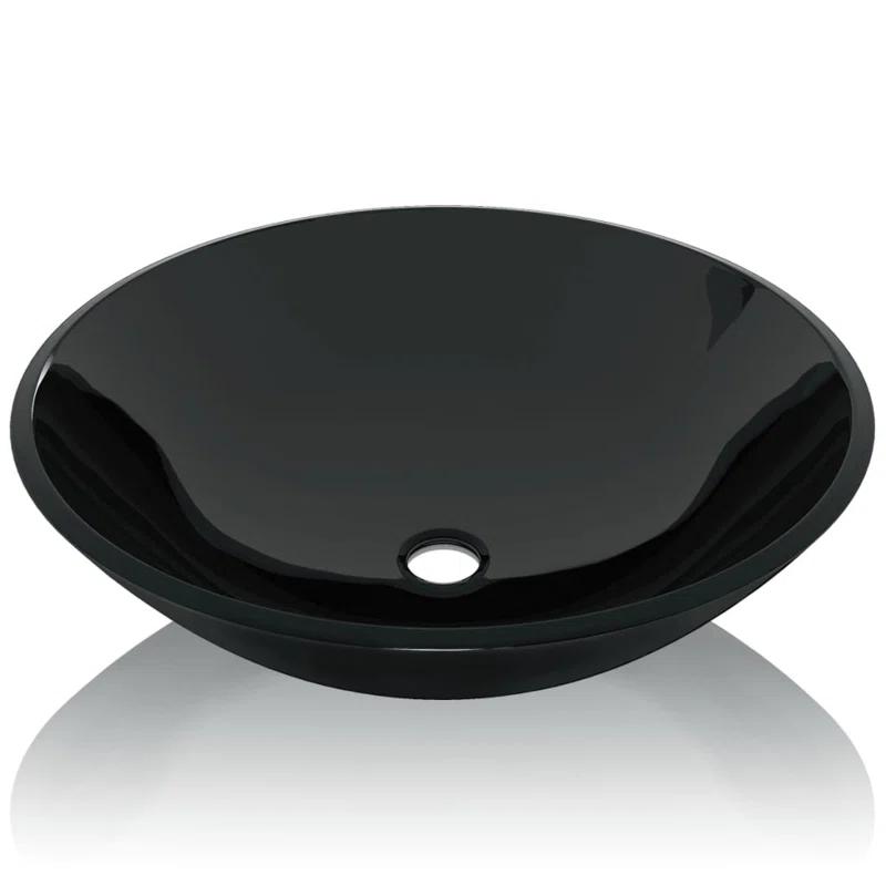 VidaXL Basin Round Wash Vanity Sink Small Countertop Basin Tempered Glass