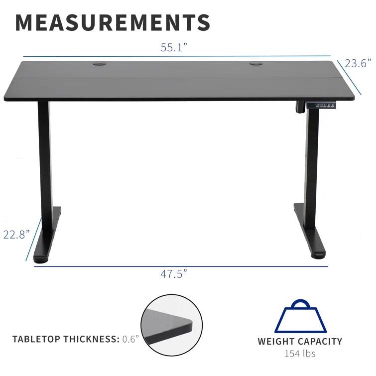 Vivo VIVO 55" x 24" Electric Sit Stand Desk, Height Adjustable Workstation (E155TB series)
