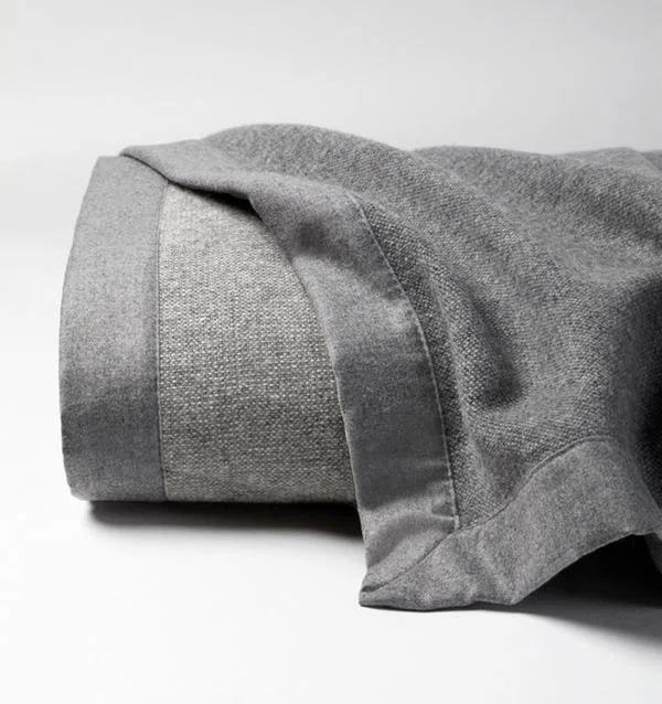 Full/Queen Reversible Gray Merino Wool Blanket