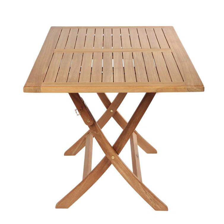 Teak Wood Folding Outdoor Dining Table, 59" Rectangular