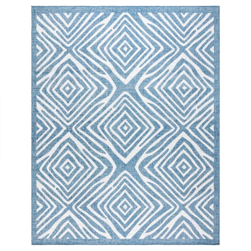 Gertmenian Gertmenian Tropea Stella Navy Blue/Ivory Tibal Diamond Indoor/Outdoor Flatweave Area Rug