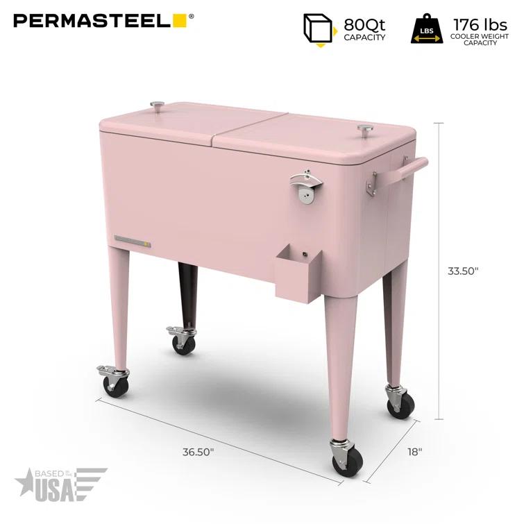 Permasteel 80-Qt Classic Outdoor Patio Cooler On Wheels