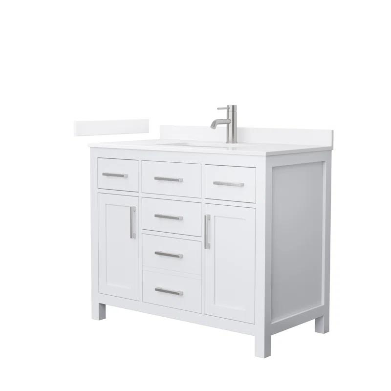 Wyndham Collection Beckett 42" Freestanding Single Bathroom Vanity with Quartz Top