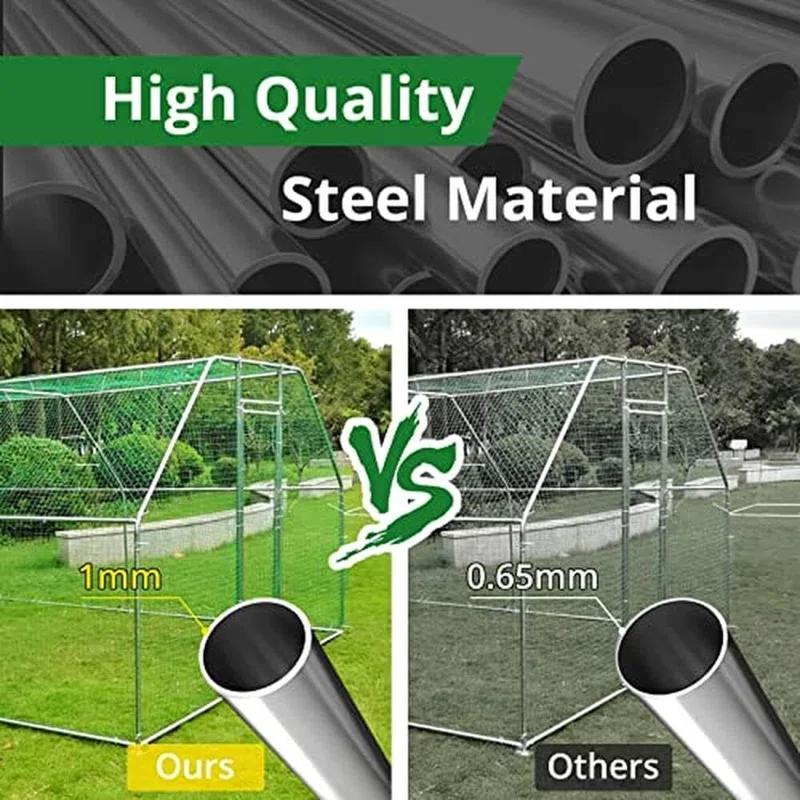 Tucker Murphy Pet™ Large Metal Chicken Coop, Walk-In Chicken Run, Galvanized Wire Poultry Chicken Hen Pen Cage, Rabbits Duck Cages With Waterproof Anti-Ultraviolet Cover For Farm, Backyard (18.5’X9.2’X6.5’)