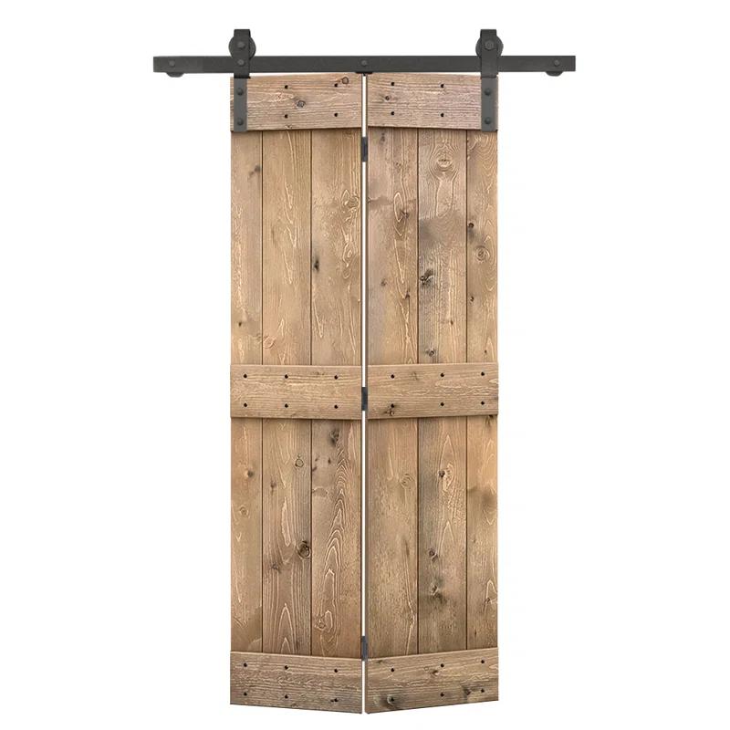 Calhome 84'' Solid Wood Double Pane Painted Bi-Fold Door