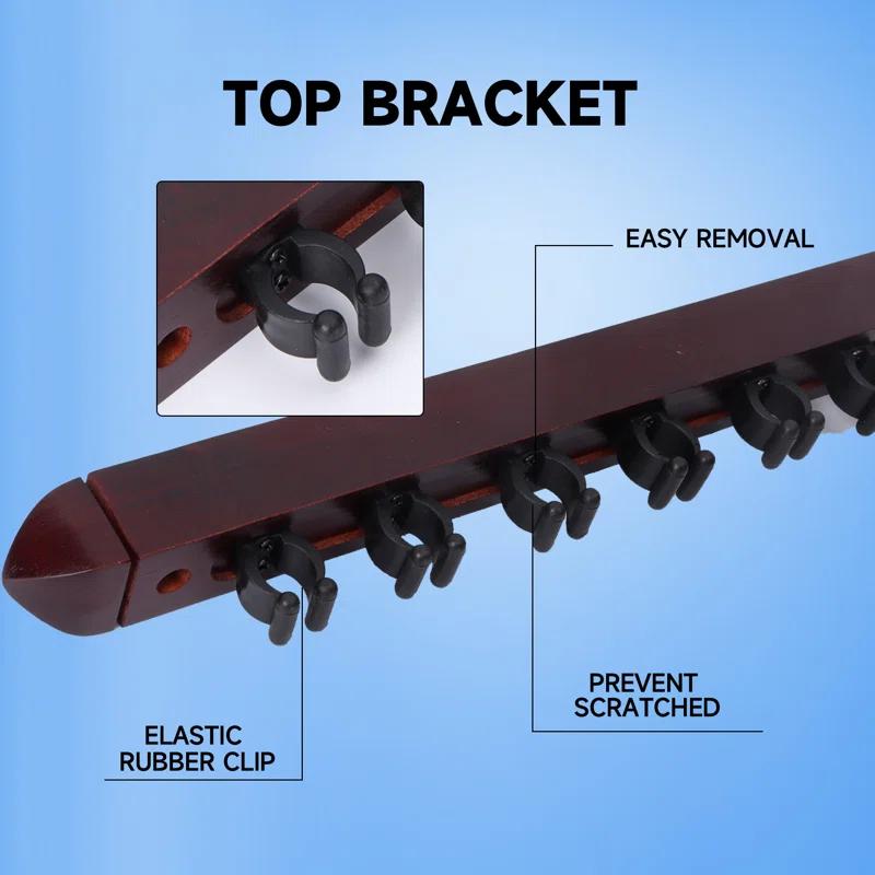 GSE Games & Sports Expert 2-Piece Billiard Pool Cue Stick Wall Mounted Rack, Holds 8 Pool Cue Stick