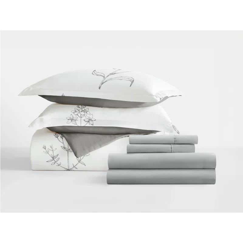 IEnjoy Home 8-Piece Reversible Bedding Bundle - Patterned Duvet Cover, Comforter Insert and Solid Sheet Set