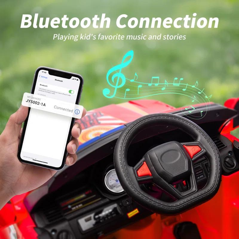 Outfunny Electric Police Car for Kids, 12 Volt Kids Ride on Toy Car with Remote Control, Bluetooth, Megaphone