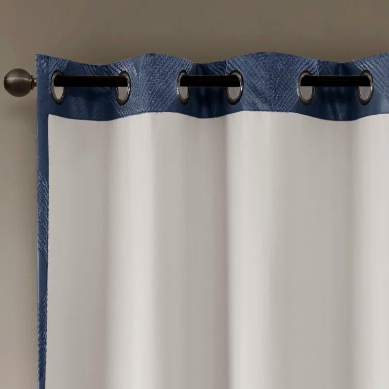 Madison Park Bentley Ogee Knitted Jacquard Geometric Total Blackout Single Curtain Panel