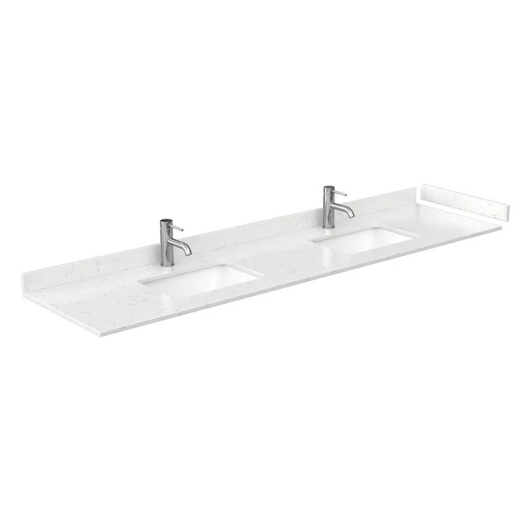 Wyndham Collection Beckett 84" Freestanding Double Bathroom Vanity with Cultured Marble Top