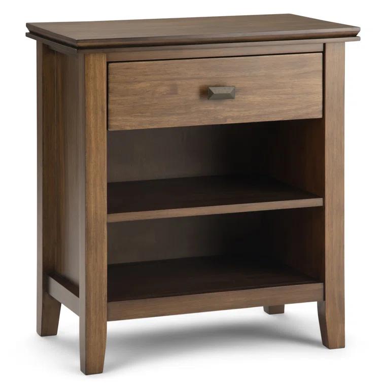 Simpli Home Artisan 24"W Solid Wood Nightstand with Drawer and Shelves