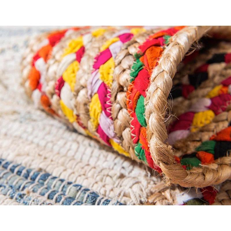 Gracie Oaks Elledge Hand Braided Jute Yellow/Natural/Gray Area Rug