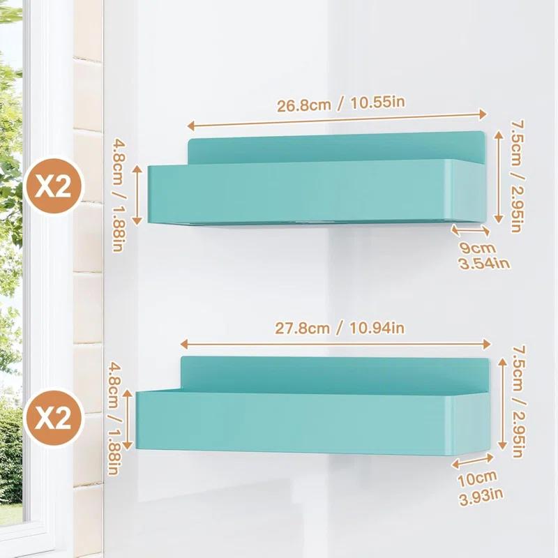 Textiles Hub Magnetic Spice Rack For Refrigerator, Kitchen Organizer And Storage Shelf, Blue (4 Pack)…