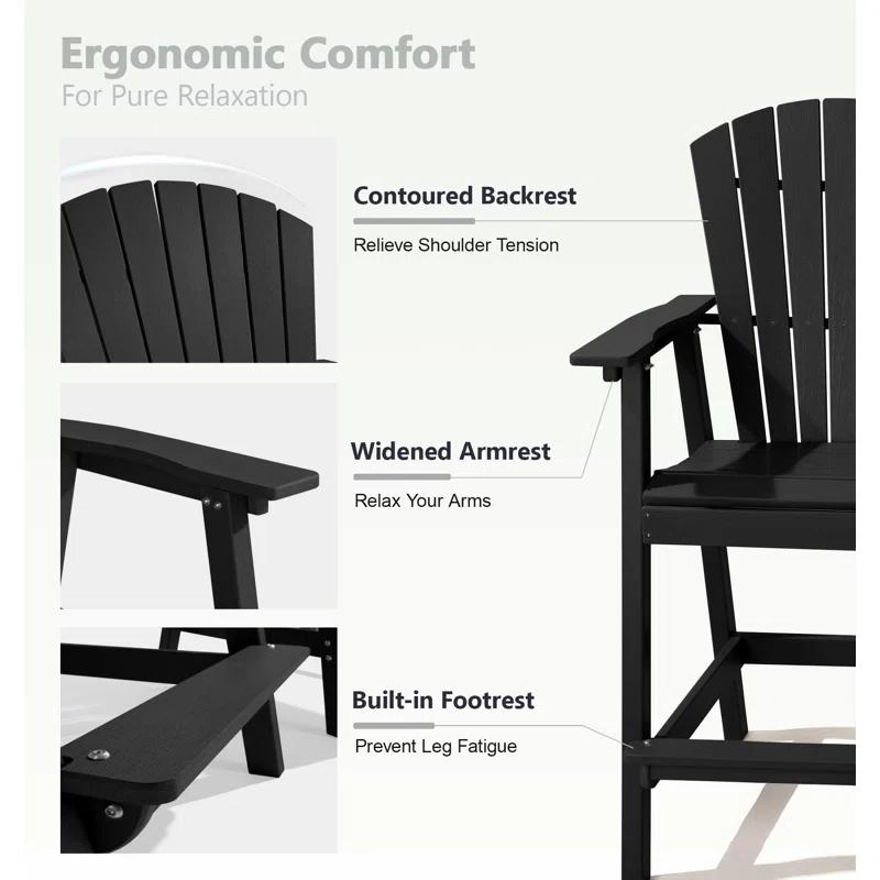 Rosecliff Heights HDPE Tall Adirondack Chair Set with Removable Double Trays (Set of 2)