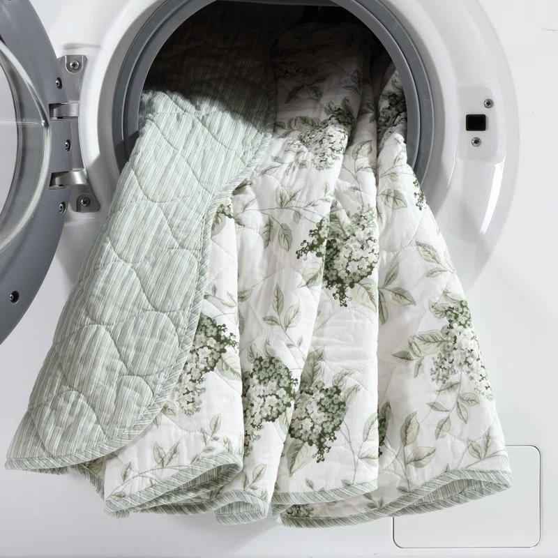 Laura Ashley Laura Ashley Portland Floral Cotton Reversible Green Quilt Set