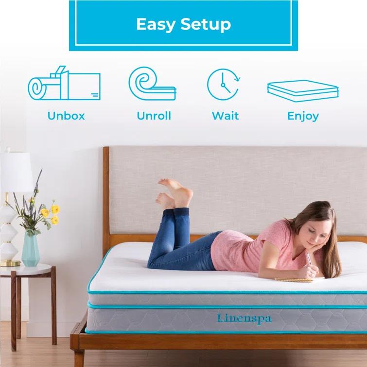 Linenspa Essentials Linenspa Essentials 10 In. Medium Gel Memory Foam Hybrid Mattress