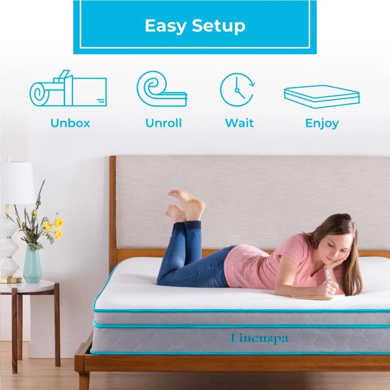 Linenspa Essentials Linenspa Essentials 10 In. Medium Gel Memory Foam Hybrid Mattress