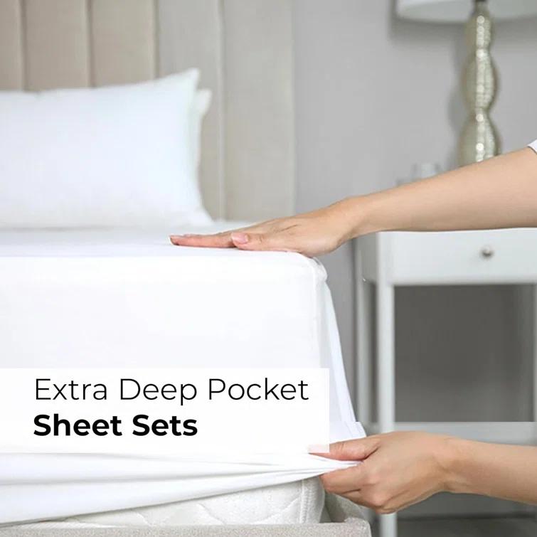CGK Linens Extra Deep Pocket luxury Sheet Set - Solid Ultra Soft & Cooling Sheet Sets