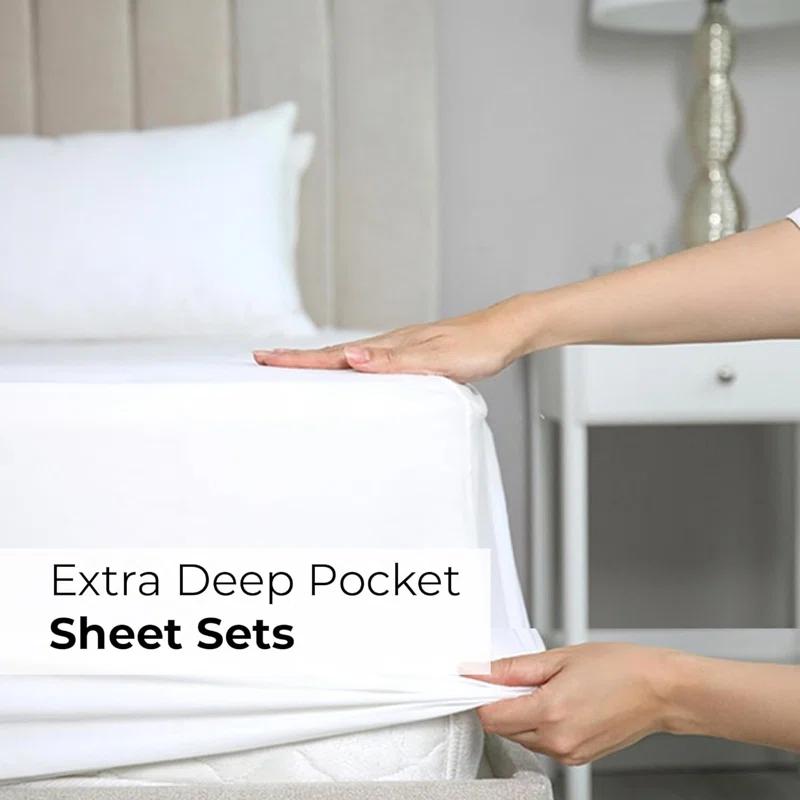 CGK Linens Extra Deep Pocket luxury Sheet Set - Solid Ultra Soft & Cooling Sheet Sets