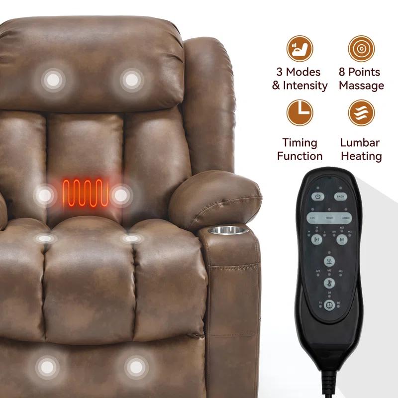 iYofe Dual Motor Lift Recliner Chair, Large Electric Chair Elderly, 8-Point Vibration Massage & Lumbar Heating, Up To 350 LBS, Cup Holders, Infinite Position