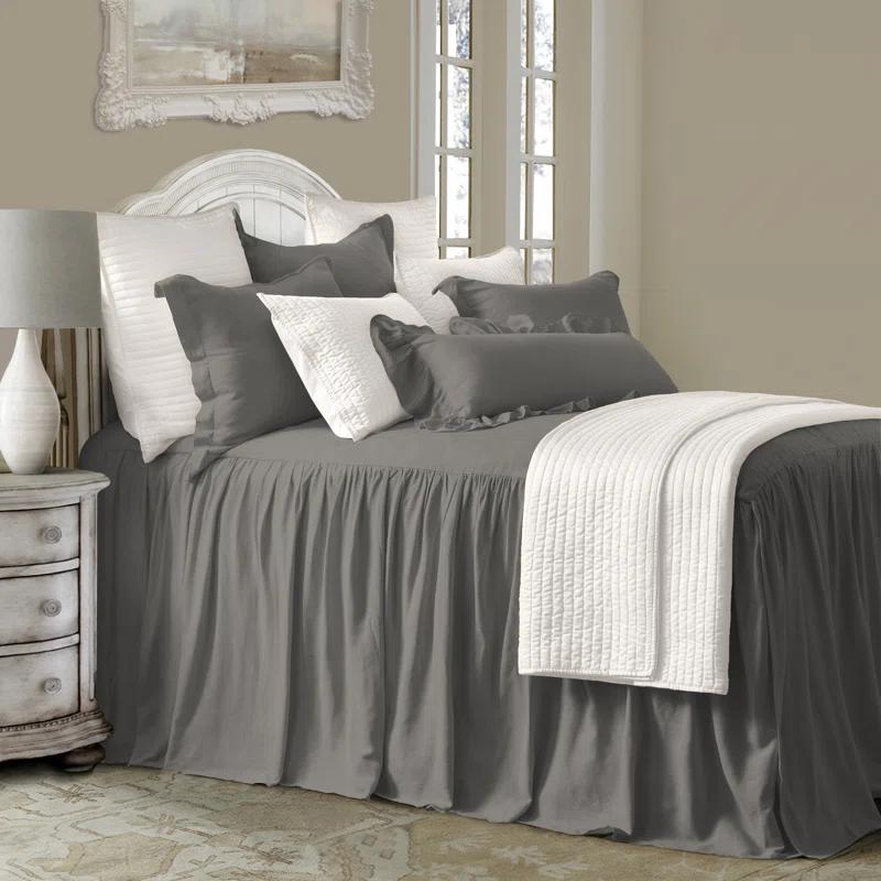 HiEnd Accents Luna Washed Linen Romantic Classic Chic Casual Modern Rustic Farmhouse Bedspread Set