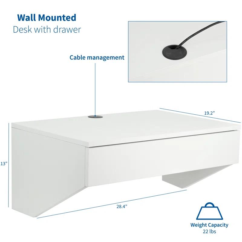 Vivo VIVO White Floating Wall Mounted Storage Shelf, Desk Drawer, DESK-SF01W