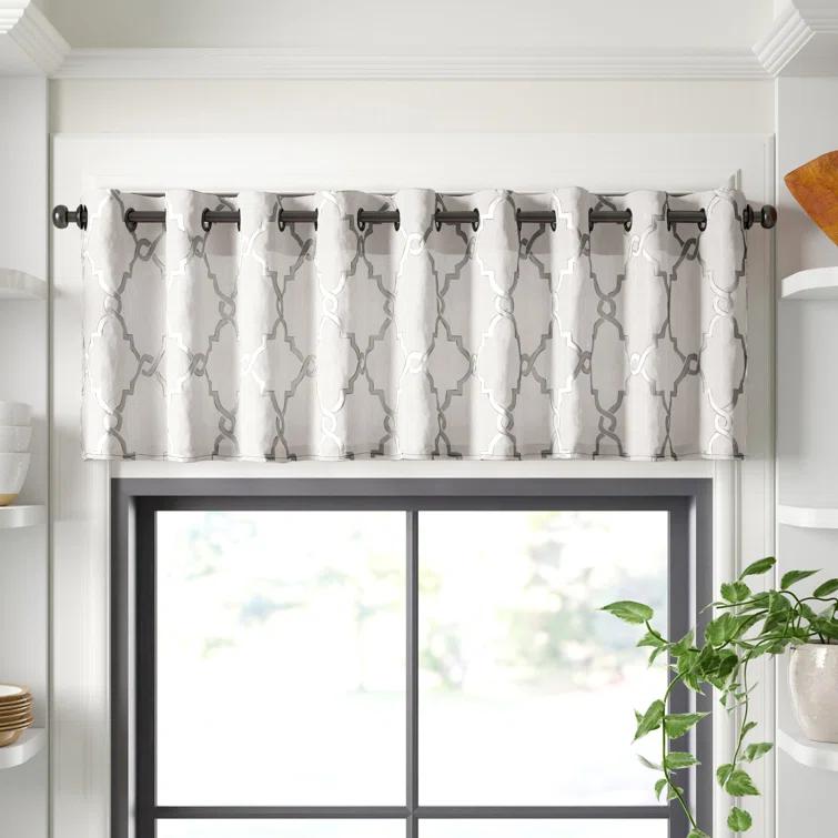 Madison Park Saratoga Fretwork Print Grommet Top Single Window Valance