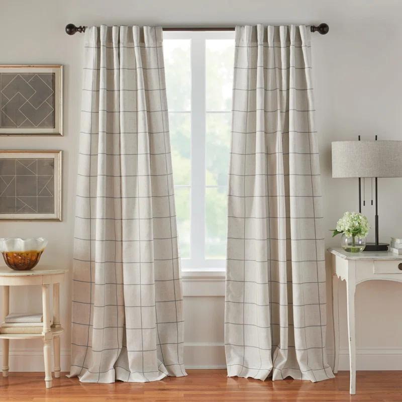 Gracie Oaks Fashions Plaid Blackout Window Curtain, with Back Tab and Rod Pocket Tabs, 1 Panel,52"W