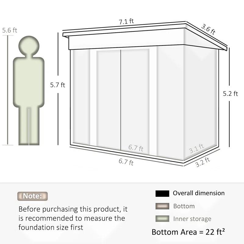 Outsunny 85.5" W x 48" D Storage Shed