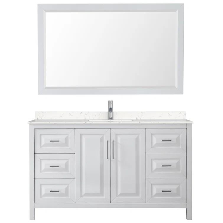 Wyndham Collection Daria 60'' Single Bathroom Vanity with Marble Top with Mirror