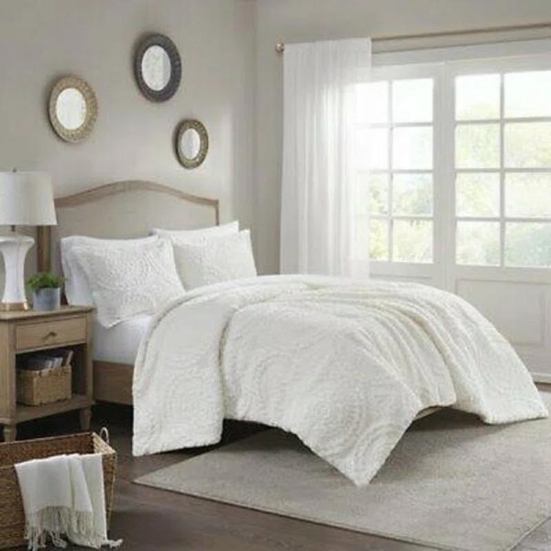Madison Park Arya Embroidered Medallion Faux Fur Ultra Plush Comforter Set