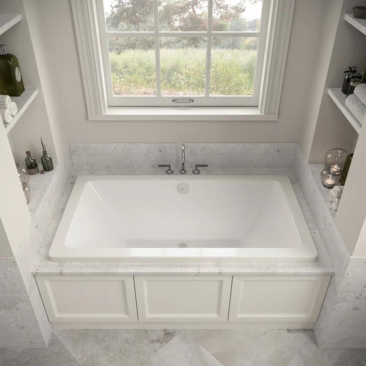 Streamline Bath 60" x 32" Acrylic Soaking Drop-In Bathtub, Drain Included N-4120-712-WH