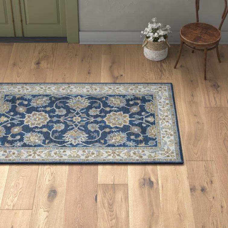 Onca Oriental Handmade Tufted Wool Blue Area Rug