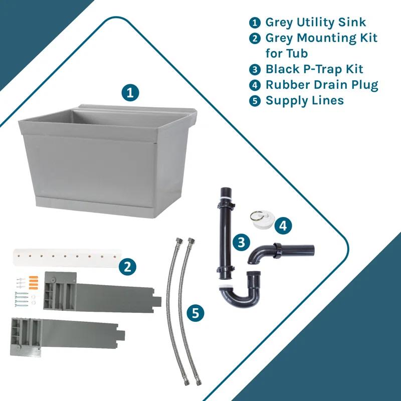 23" L x 24" W Wall Mount Laundry Sink