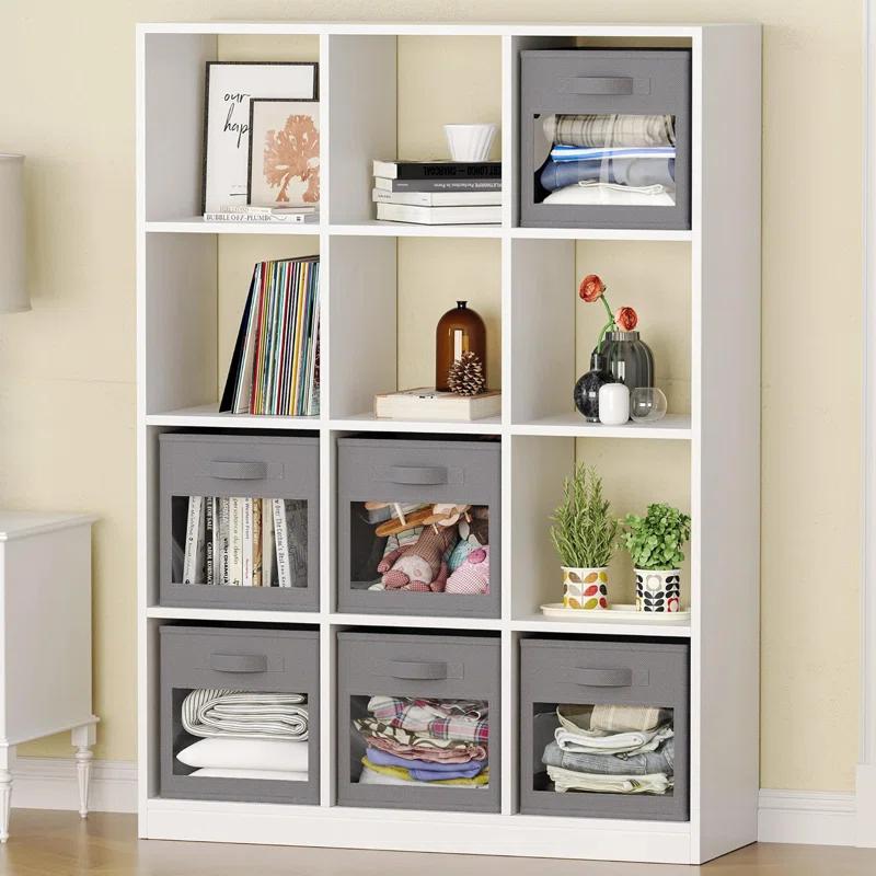 SpaceAid 6 Foldable Storage Cubes with Clear Windows, 11-Inch Fabric Bins for Closet, Cubby Shelf, or Cube Storage Organizer