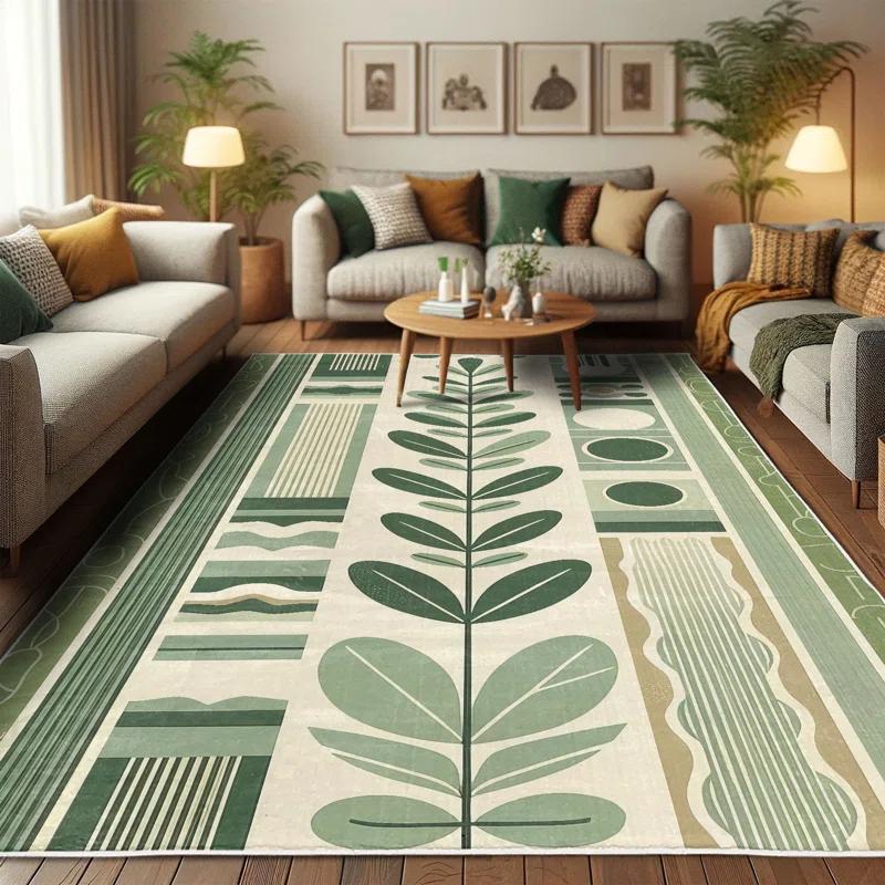 Ambesonne Mid Century High Density Long Fiber Poly Threads Decorative Area Rug Carpet