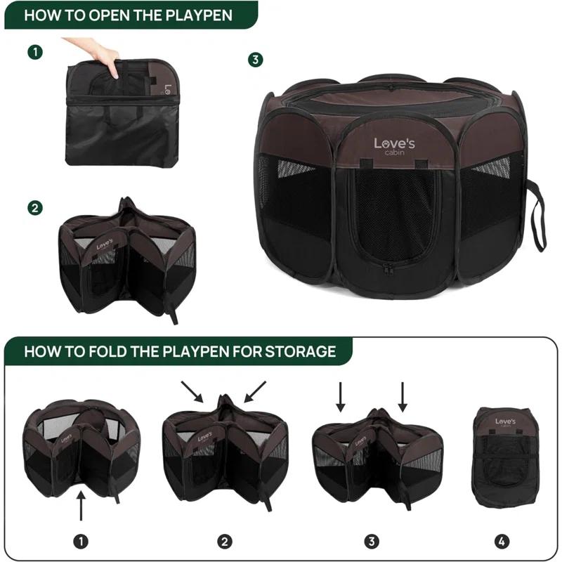 Pet Puppy Dog Playpen, Small Dog Tent Crates Cage Indoor/Outdoor, Portable Playpen For Dog And Cat, Foldable Pop Up Dog Kennel Playpen With Carring Case, Removable Zipper Top