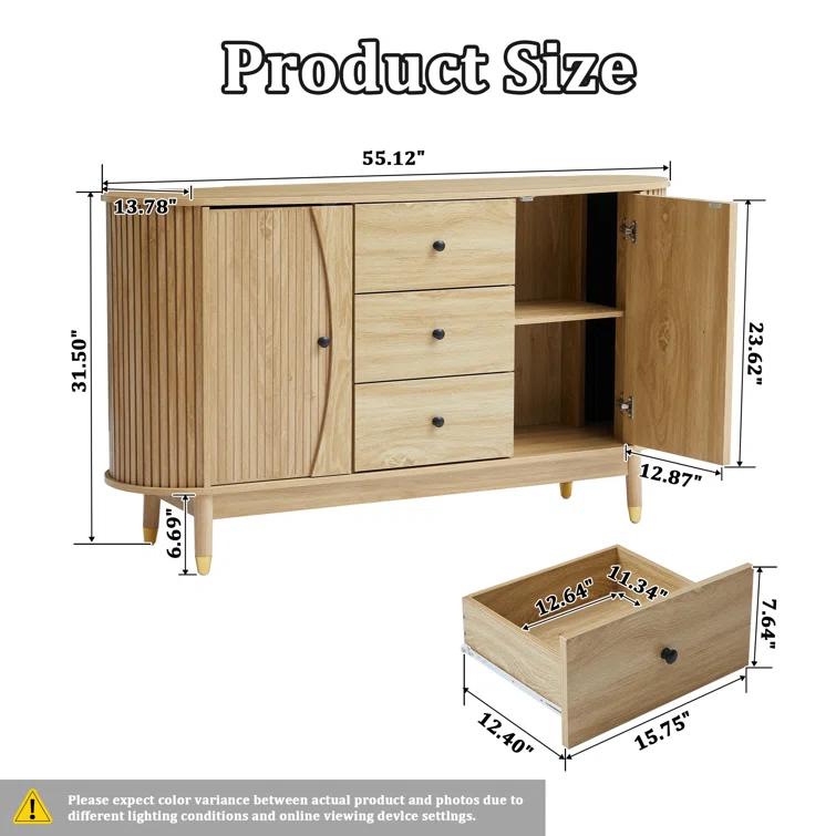 George Oliver Evana 55"Sideboard with 3 Drawer