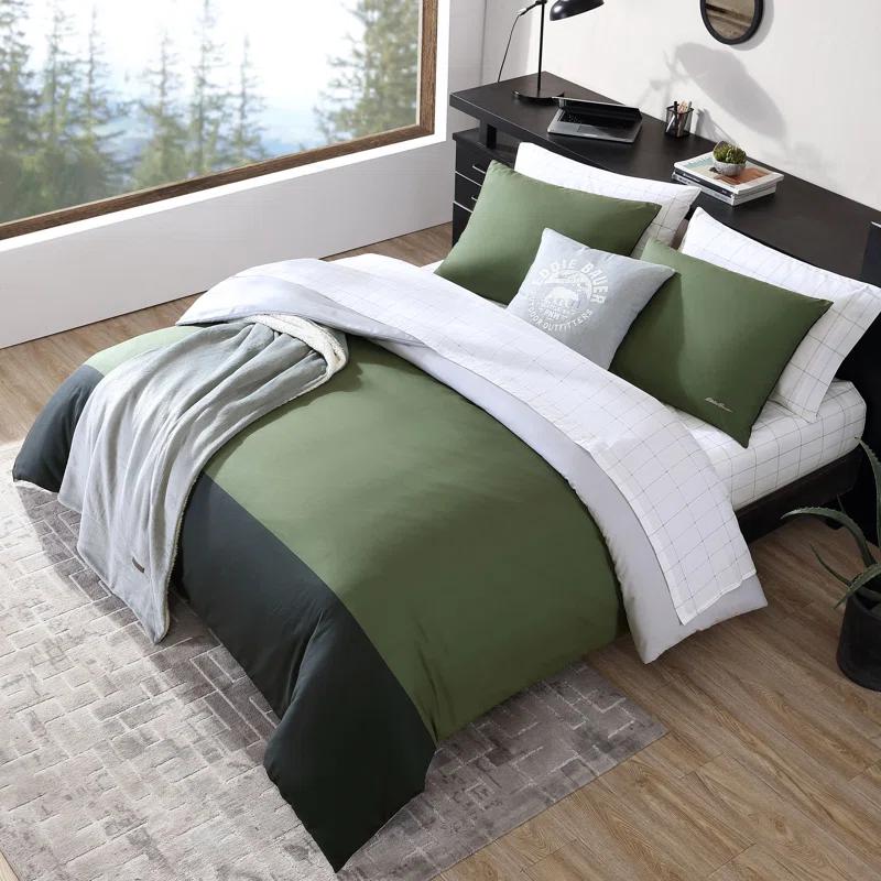 Eddie Bauer Skyline Stripe Reversible Green Duvet Cover Set