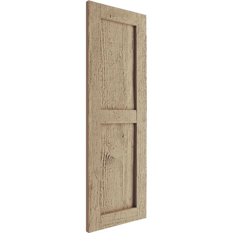 Ekena Millwork Rustic Two Equal Panel Flat Panel Faux Wood Shutters (Per Pair)