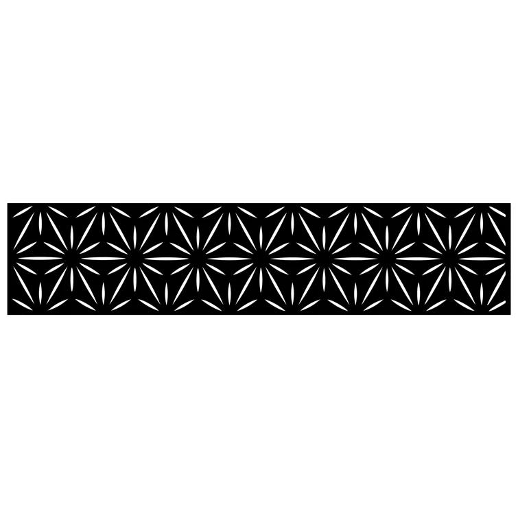 OUTDECO 16"x72" Stars Galvanized Steel Wall and Fence Extension Privacy Panel, Black