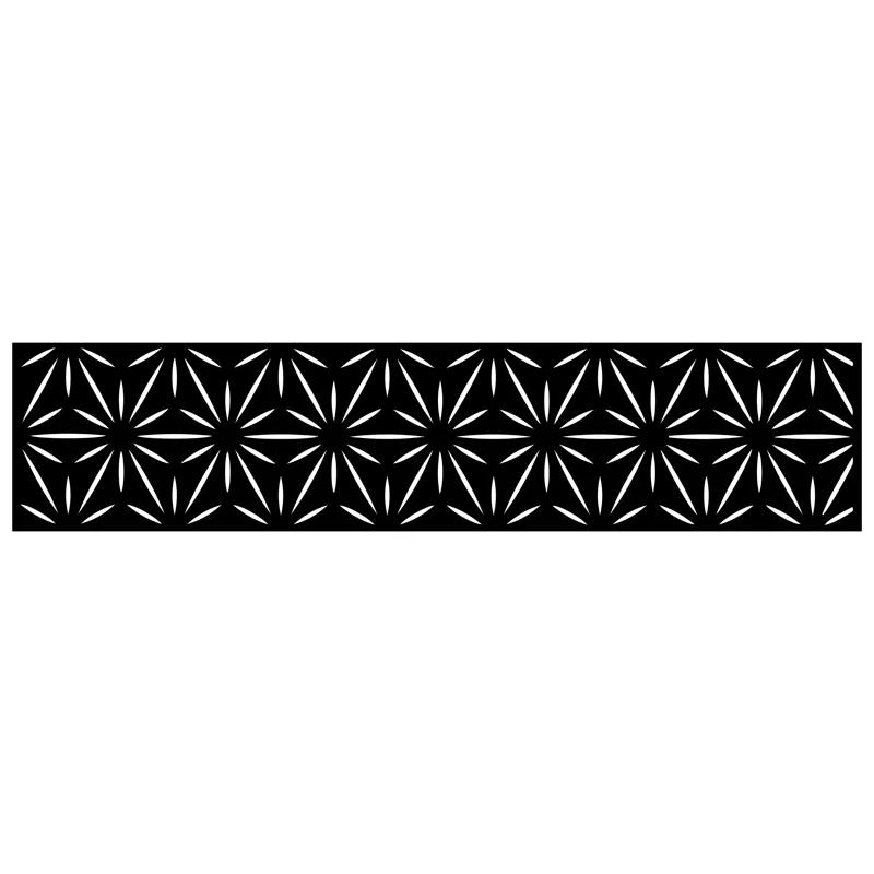 OUTDECO 16"x72" Stars Galvanized Steel Wall and Fence Extension Privacy Panel, Black