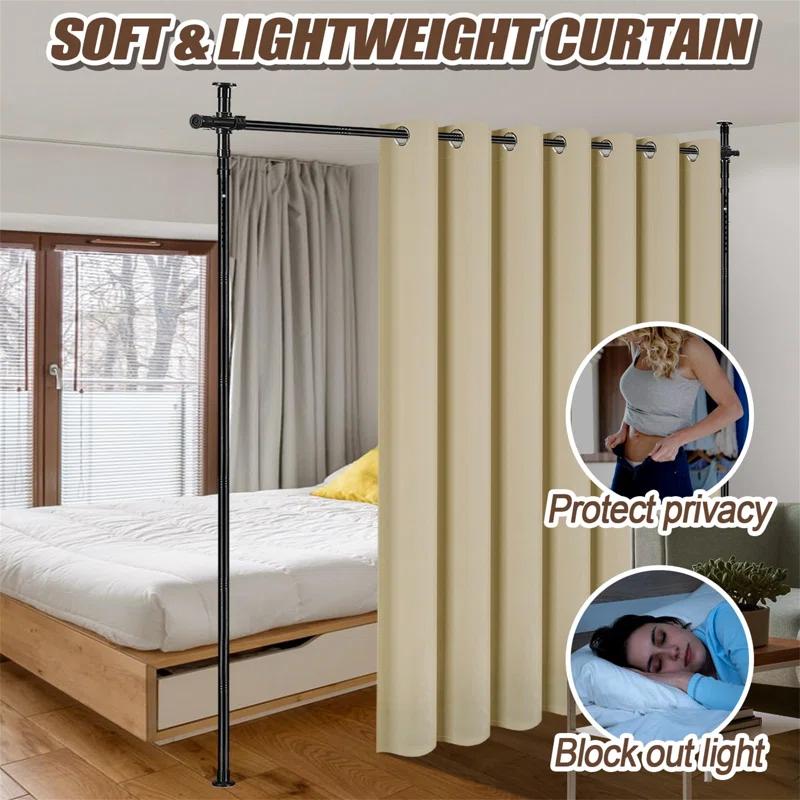 Blooming Room Divider Curtain And Rod Set