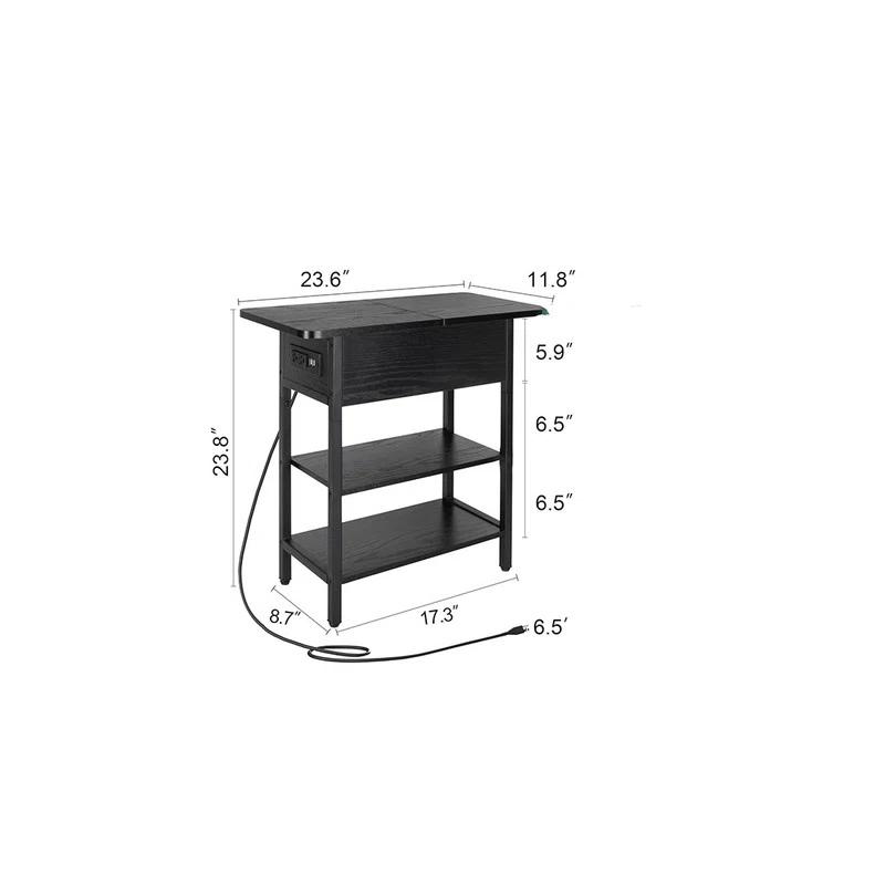 End Table with USB Ports and Outlets,Sofa Couch Table Bedside Table for Living Room Bedroom