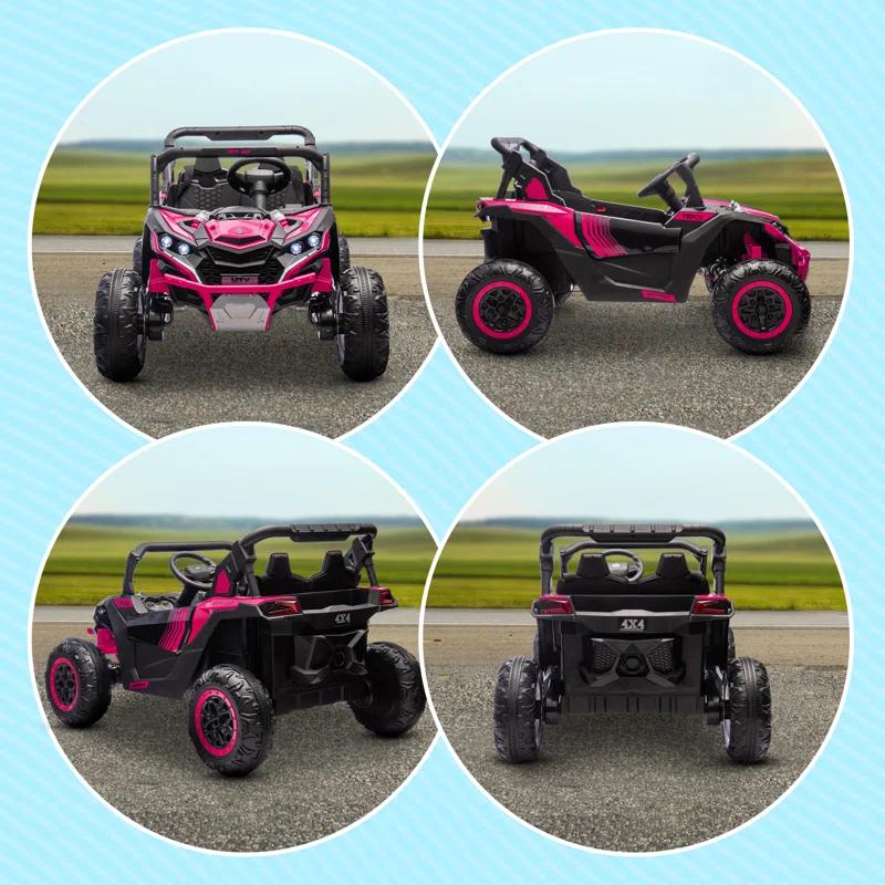 Qaba 24V 7AH Ride on Car, 2 Seater 4MPH Ride on UTV Battery Powered Toy Car