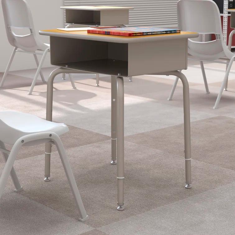 Flash Furniture Goddard Height-Adjustable Open Front Student Desk with Metal Book Box