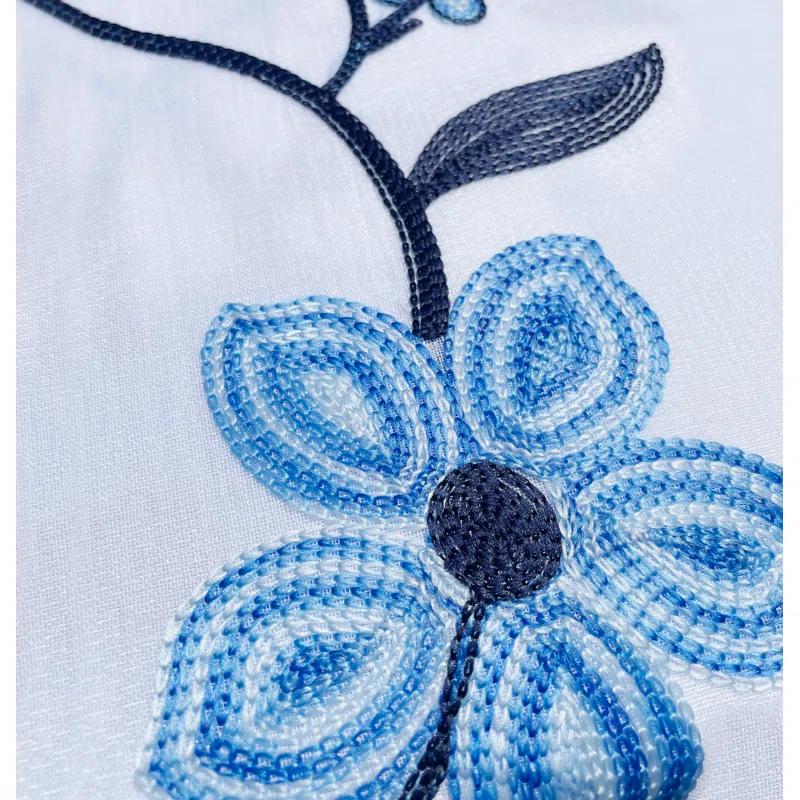 Red Barrel Studio® Embroidery Sheer Curtain 2 Panels Set Luxury Window Curtain Attached Valance With Satin Backing And 2 Tie Backs