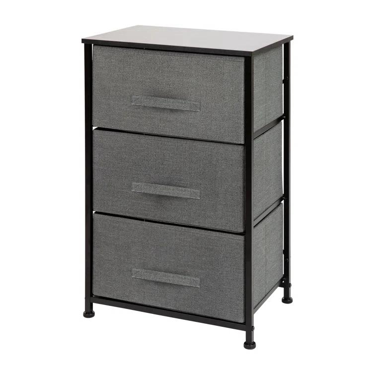 Ebern Designs Colne 3 Drawer Vertical Storage Dresser with Wood Top & Fabric Pull Drawers