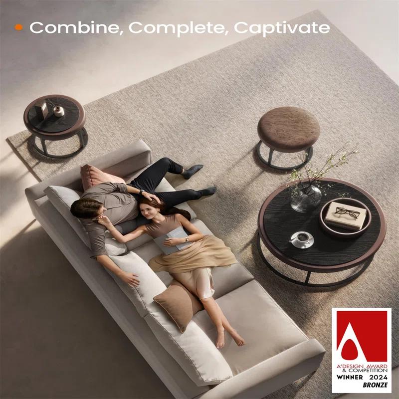 17 Stories Vanity Chair Stool, Footrest, Reversible Top, Side Table, Max. Load 660 Lb, Bedroom Living Room Entryway, Walnut Brown ULOM080K01